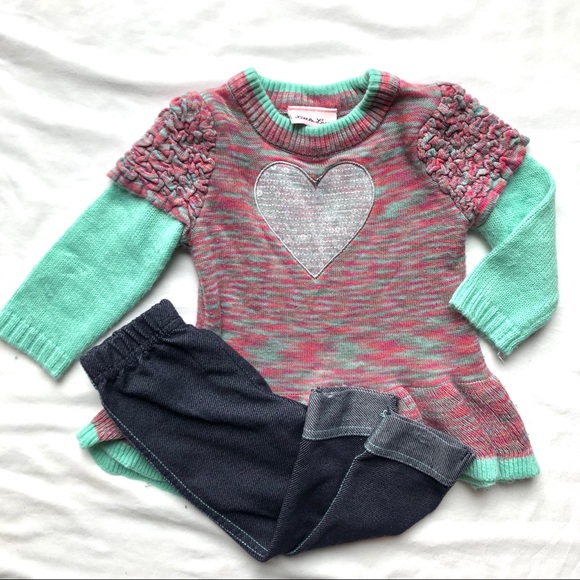 Little Lass 12 Month Heart Sweater & Leggings Set